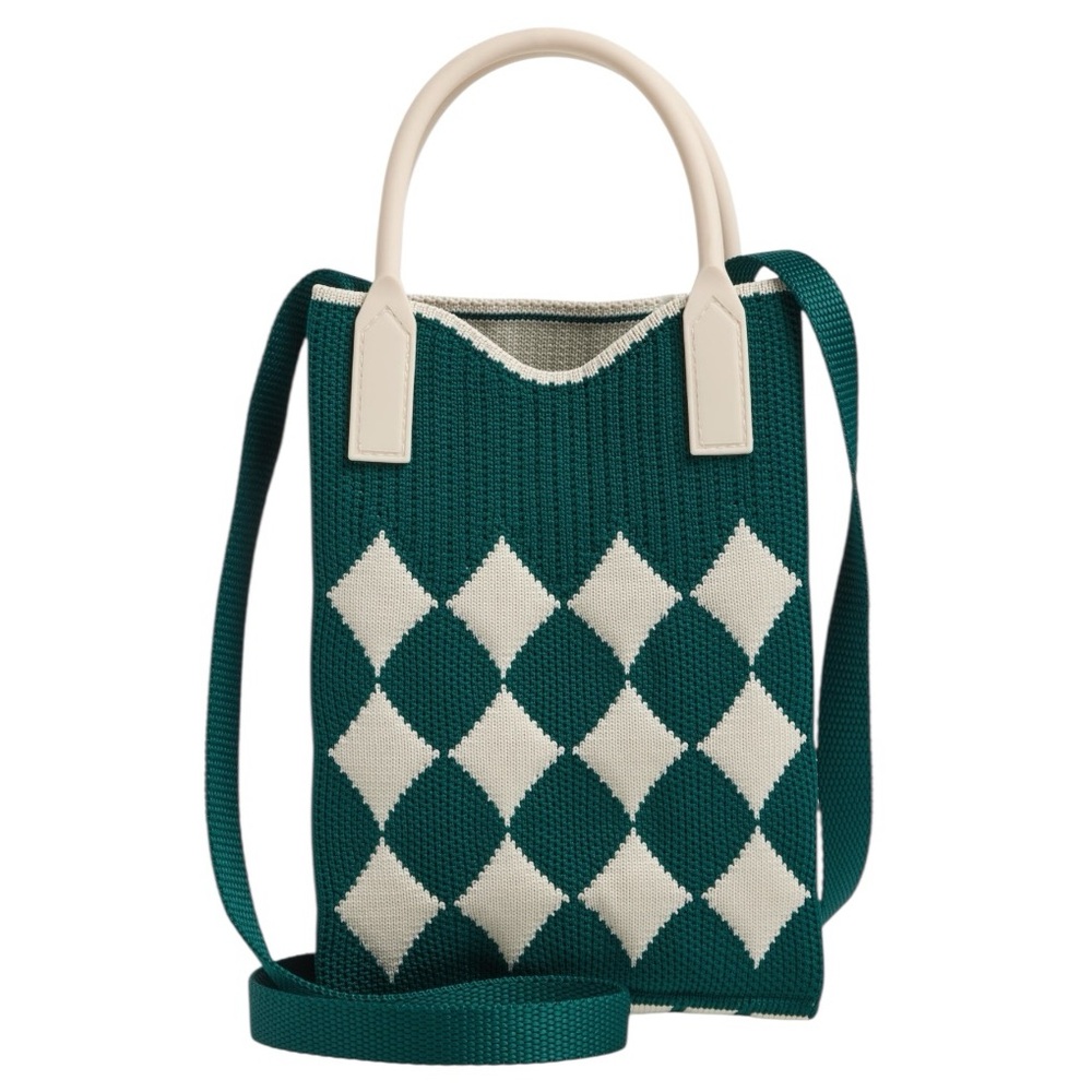 Harlequin Jacquard Knit Mini Tote